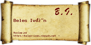 Beles Iván névjegykártya